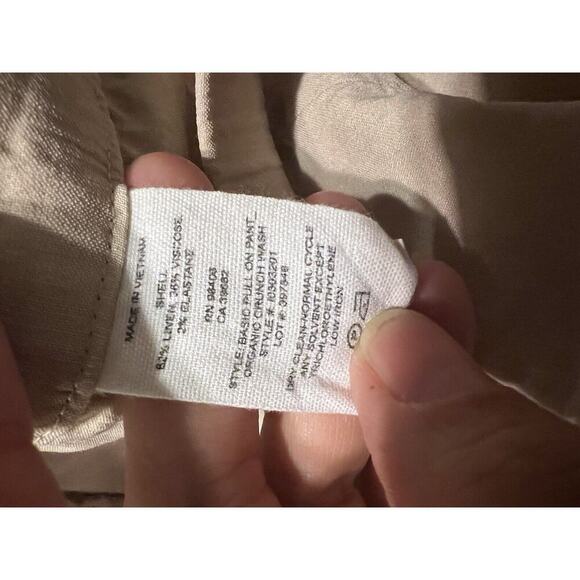 Theory Linen Pants Stretch Ivory Cream Cropped Sz 6 Preppy Pockets - Picture 11 of 11